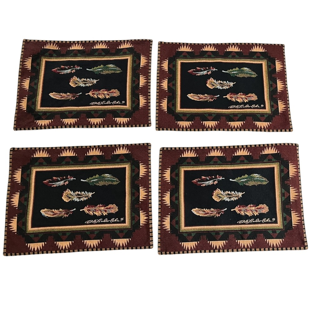 Bob Timberlake Set of 4 Feather Tapestry Placemats Rustic Southwestern